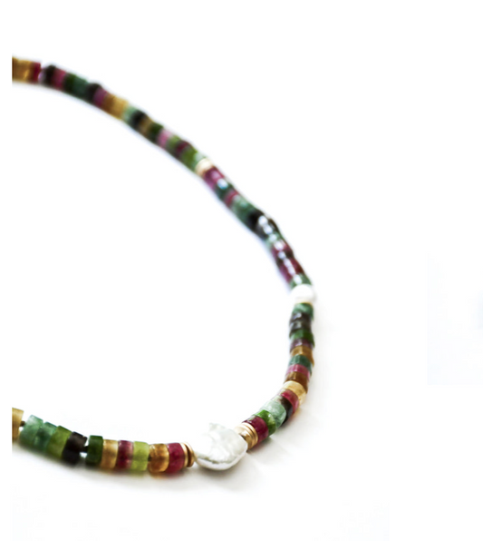 Sea Lily Quartz Necklace With Coin Pearls-Restocked