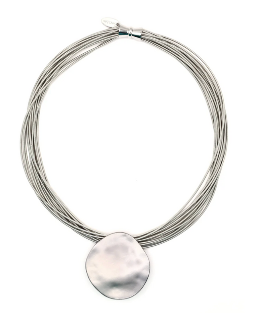 Sea Lily Piano Wire & Silver Disc Necklace